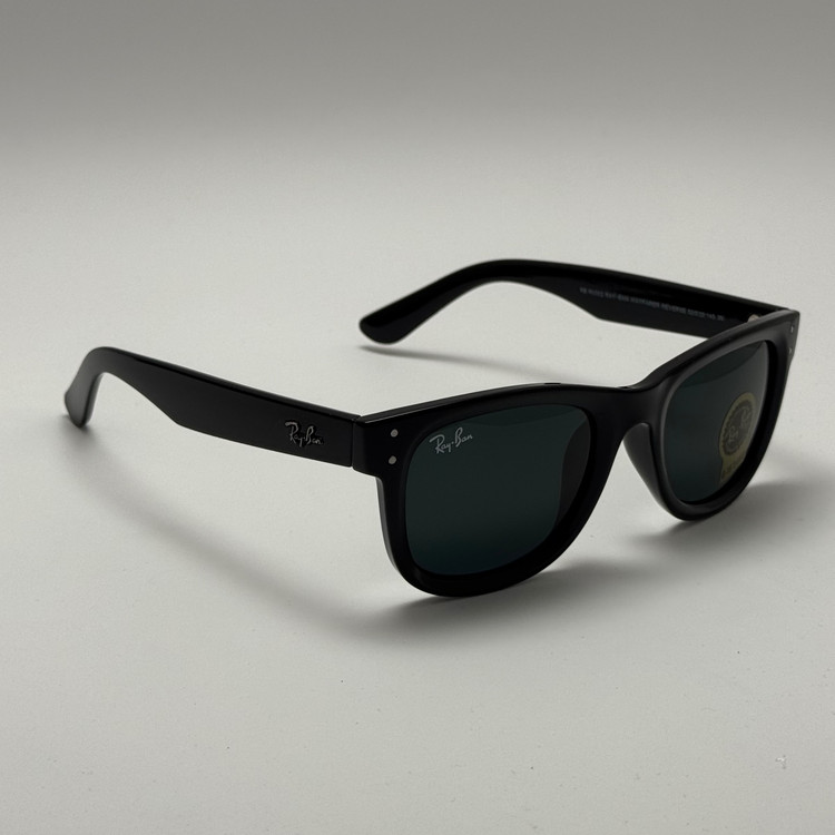 عینک آفتابی ریبن ویفرر شیشه سنگ تمام مشکی به همراه پک کامل ریبن Rayban WAYFARER RB 0502S
