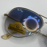 عینک ریبن خلبانی شیشه سنگ آبی هایلایت فریم نقره ای به همراه پک کامل ریبن Rayban RB 3025