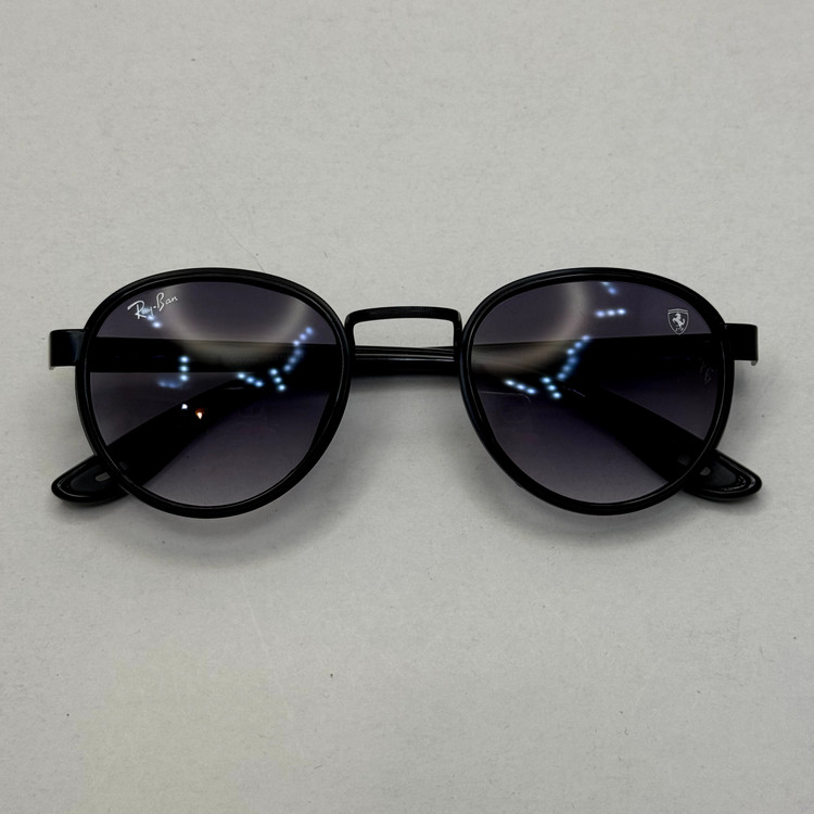 عینک آفتابی گرد ریبن فراری مشکی با پک کاملRayban Ferrari RB3705