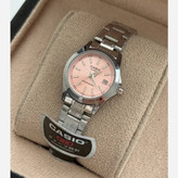ساعت مچی زنانه دخترانه کاسیو casio کیفیت عالی پرمیوم نقره ای گلبهی