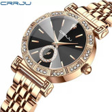 ساعت سرجیو زنانه اورجینال crrju مدل 5011 نگین دار بند رزگلد صفحه مشکی