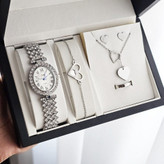 ست ساعت زنانه با دستبند و گردنبند و گوشواره و انگشتر
