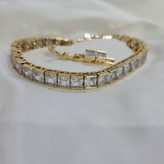 دستبند تنیسی طلایی استیل،دستبند زنانه تنیسی طلایی