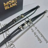 دستبند مردانه و پسرانه چرم مونت بلک mont black پلاک استیل سه لاین رنگ ثابت کد amp (پس کرایه)