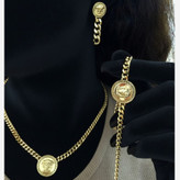 ست گردنبند و گوشواره و دستبند زنانه ورساچه Versace با بند کارتیه Cartier رنگ کاملا ثابت کد zsm (پس کرایه)