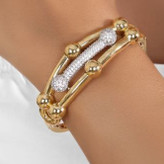 ست دستبند و انگشتر طرح جواهری زنانه طرح گوی طلایی نقره ای رنگ ثابت کد mp (پس کرایه)