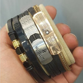 دستبند چرمی قفل و پلاک استیل مردانه کارتیر Cartier کیفیت چرم عالی تنوع طرح رنگ ثابت کد bn (پس کرایه)