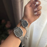 ست ساعت مچی زنانه و مردانه برند کاسیو Casio نقره ای و مشکی رنگ ثابت کد sm (پس کرایه)