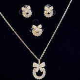 نیم ست گردنبند و گوشواره و انگشتر طرح جواهری نگین دار زنانه طرح گل تنوع طرح رنگ ثابت کد ki (پس کرایه)