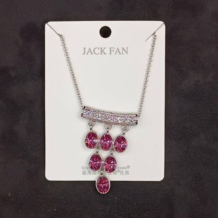 گردنبند و آویز پلاک زنانه طرح گل نگین سواروسکی تنوع طرح رنگ ثابت کد vn (پس کرایه)