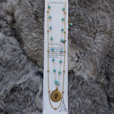 گردنبند استیل زنانه طرح الیزابت و سنگ فیروزه دو لاین رنگ ثابت کد as (پس کرایه)