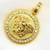 گردنبند و آویز پلاک استیل مردانه طرح ورساچه Versace دور نگین تنوع طرح رنگ ثابت کد sm