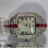 ساعت مچی زنانه کارتیر cartier فول نگین مخراج کاری تاریخ دار تنوع طرح رنگ ثابت کد vn