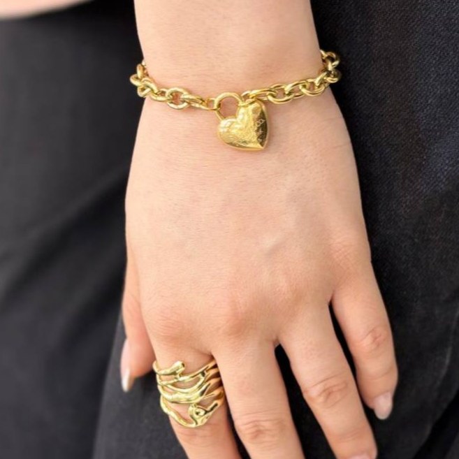 ست دستبند و انگشتر استیل زنانه طرح قلب تیفانی رنگ ثابت کد gy