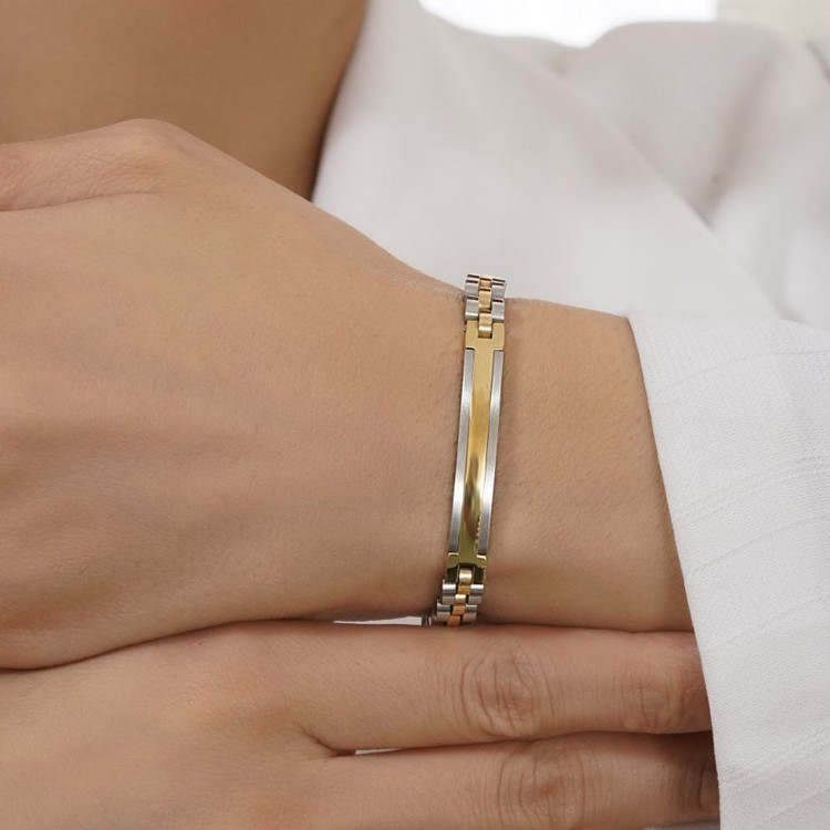 دستبند استیل طرح رولکس rolex در سه رنگ درجه 1 رنگ ثابت کد mp