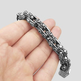 دستبند بنگل استیل اسکلت مدل Chain Skull رنگ ثابت