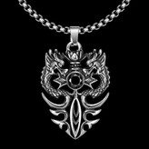 گردنبند و پلاک آویز استیل Dragon Biker Gothic اژدهای دوتایی رنگ ثابت کد ar