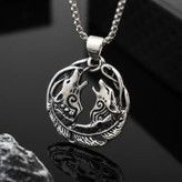 گردنبند و پلاک آویز استیل زوزه گرگ وایکینگ رنگ ثابت کد ar