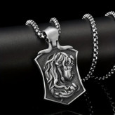 گردنبند و پلاک آویز استیل مدال مدوسا medusa طرح ورساچ رنگ ثابت کد ar