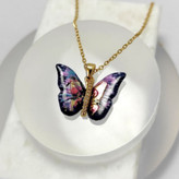 گردنبند دخترانه مدل آویز فوق العاده زیبای پروانه رنگی فانتزی رنگ ثابت کد MP
