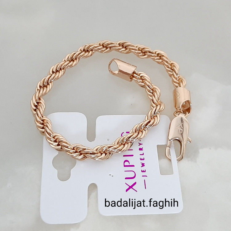 دستبند طنابی ژوپینگ طرح طلا کاملا رنگ ثابت حک خورده و آبکاری طلا شده