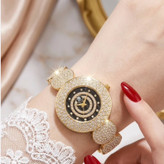 ساعت زنانه و دخترانه خاص فول نگین طرح گرد با دورنگ صفحه سفید و مشکی ارسال رایگان