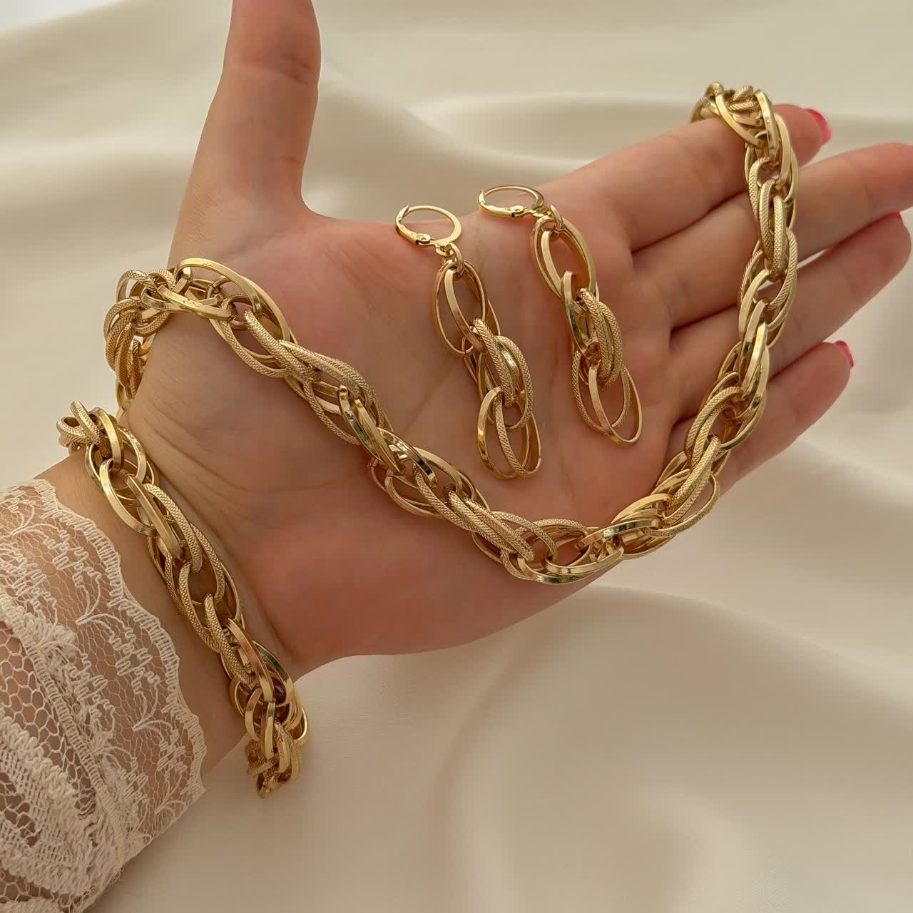 سرویس گردنبند و دستبند  و گوشواره شین کد 3287