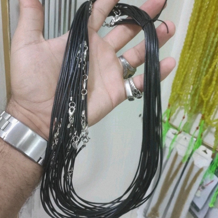 پک صد عددی گردنبند چرمی مشکی 55 سانتی