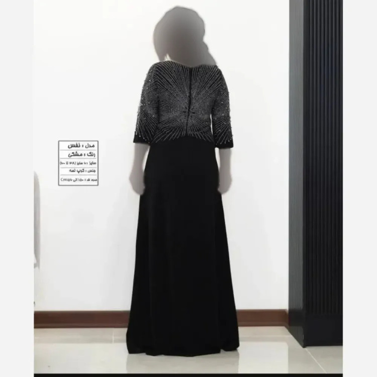ماکسی مجلسی بیگ سایز کرپ لمه رنگ مشکی