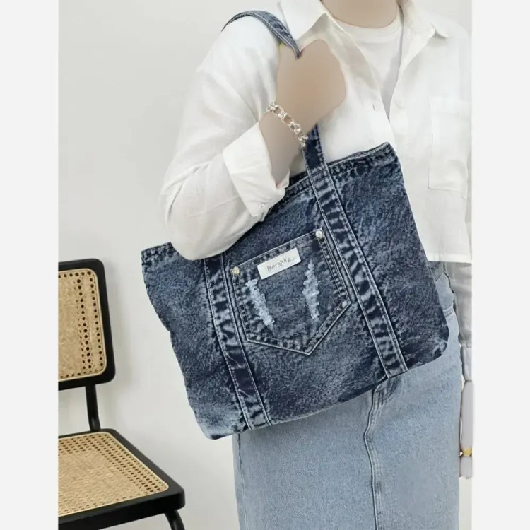 کیف جین دستی و دوشی زنانه لی خارجی درجه یک ابعاد 38 در 30 سانتی متر