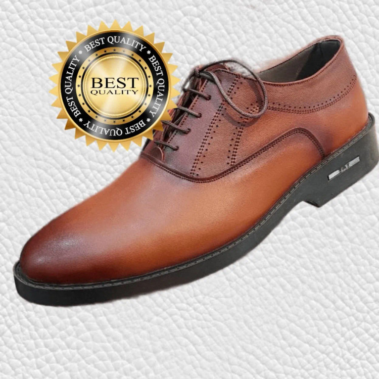 کفش مجلسی مردانه چرم طبیعی درجه 1 مدل زاگرس مشکی قهوه ای