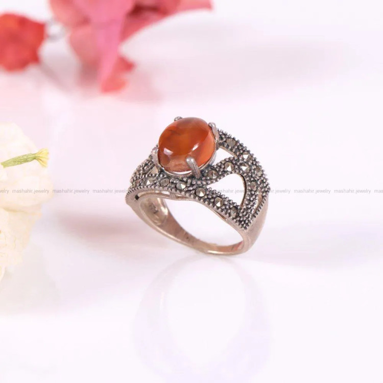 انگشتر عقیق زنانه کد 2302