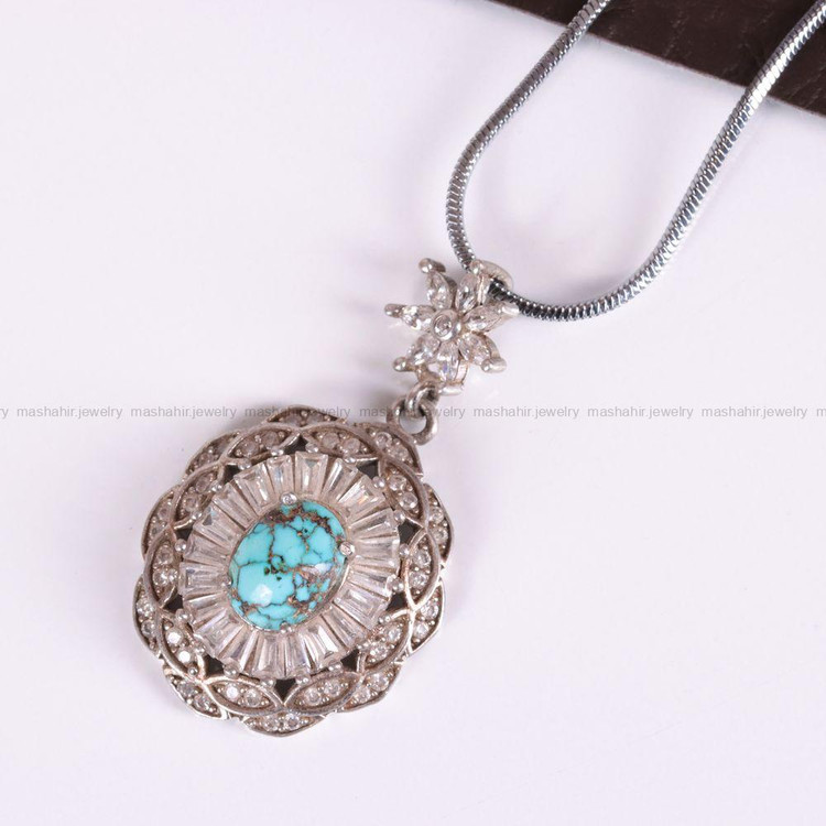 گردنبند فیروزه زنانه کد 2473