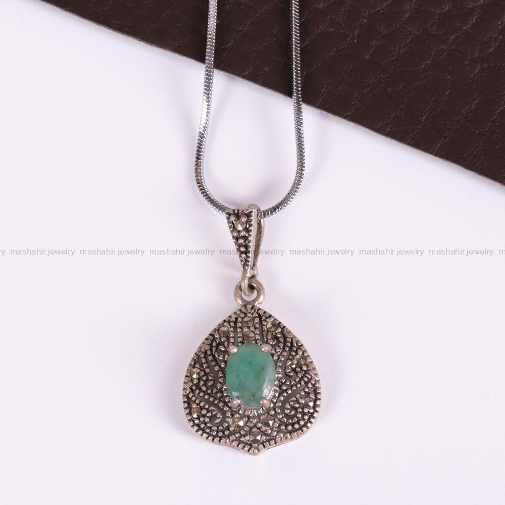 گردنبند زمرد زنانه کد 2474