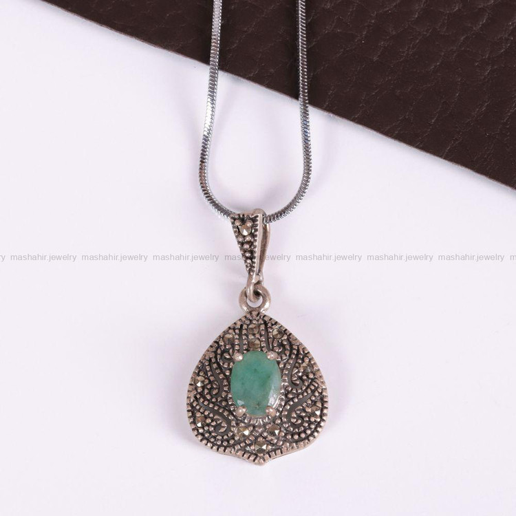 گردنبند زمرد زنانه کد 2474