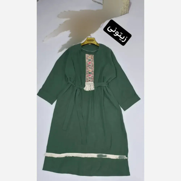 کفتان زنانه نوار کنفی جنس موسلین دبل فیس فری سایز (2)