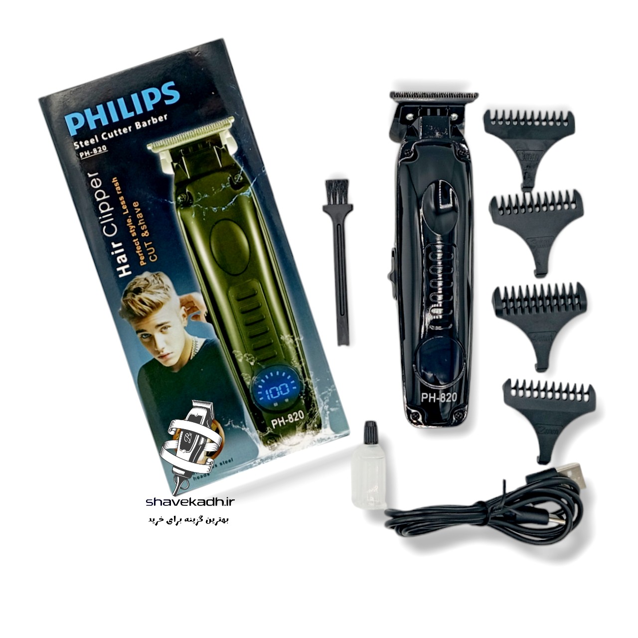 صفر زن صورت و بدن مارک فلیپس  اصلی PHILIPS PROFESSIONAL 820     شارژی و مستقیم برق دیجیتالی و نمایشگر درصد باتری