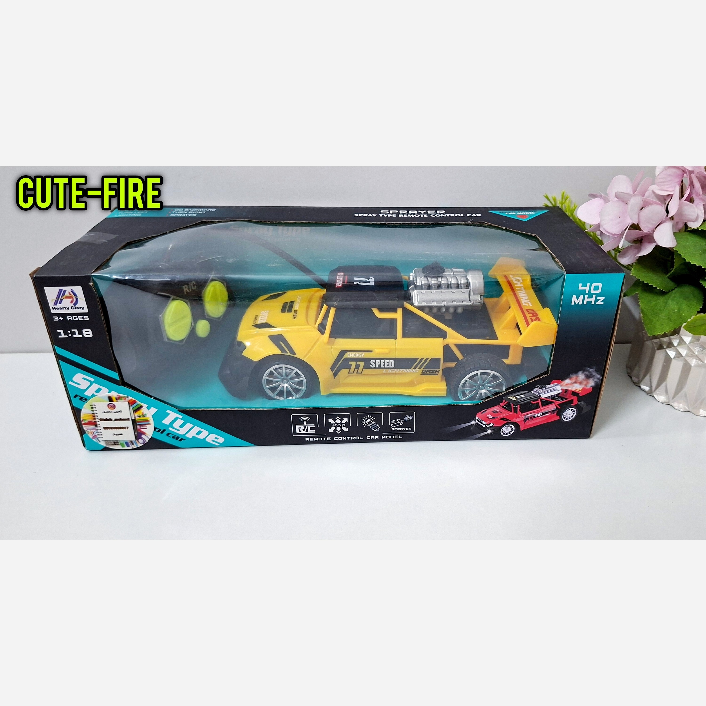 ماشین کنترلی 4 کانال دودزا چراغدار باتری خور طرح مسابقه ای(غیر شارژی) با کیفیت و پرقدرت و پر سرعت
