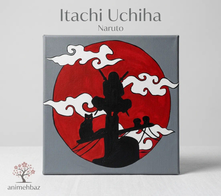 تابلو نقاشی بوم ایتاچی اوچیها انیمه ناروتو (Naruto) طرح ماه قرمز