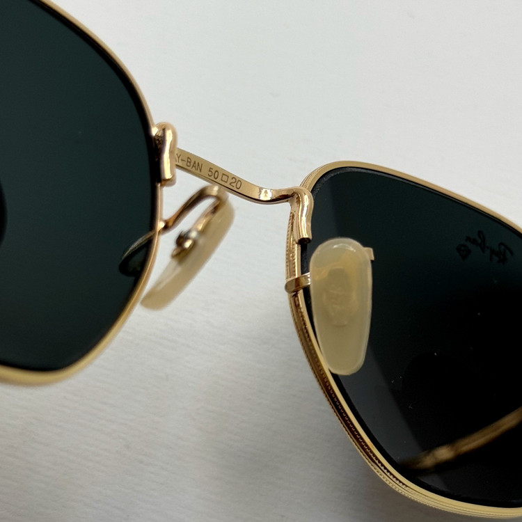 عینک ریبن هگزونال شیشه سنگ مشکی فریم طلایی به همراه پک کامل ریبن کد Rayban RB 3548 (ارسال رایگان)