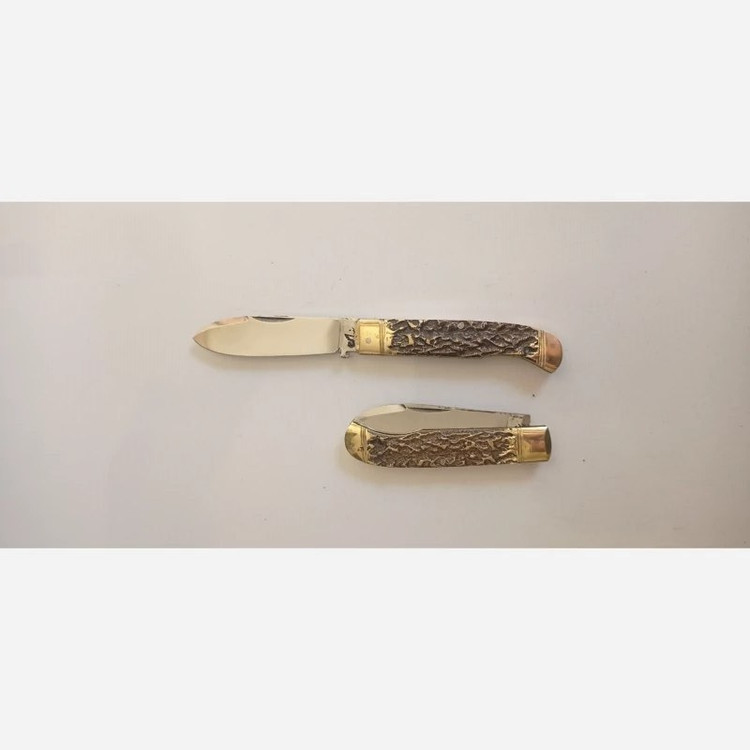 چاقو متوسط دسته برنجی بادامی تیغه استیل عمده